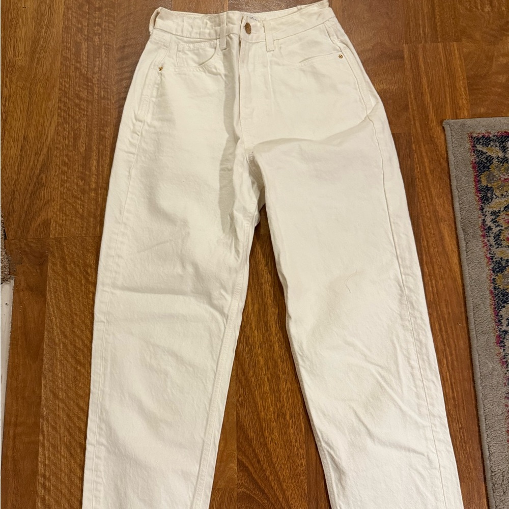 Zara White Straight Leg Jeans White